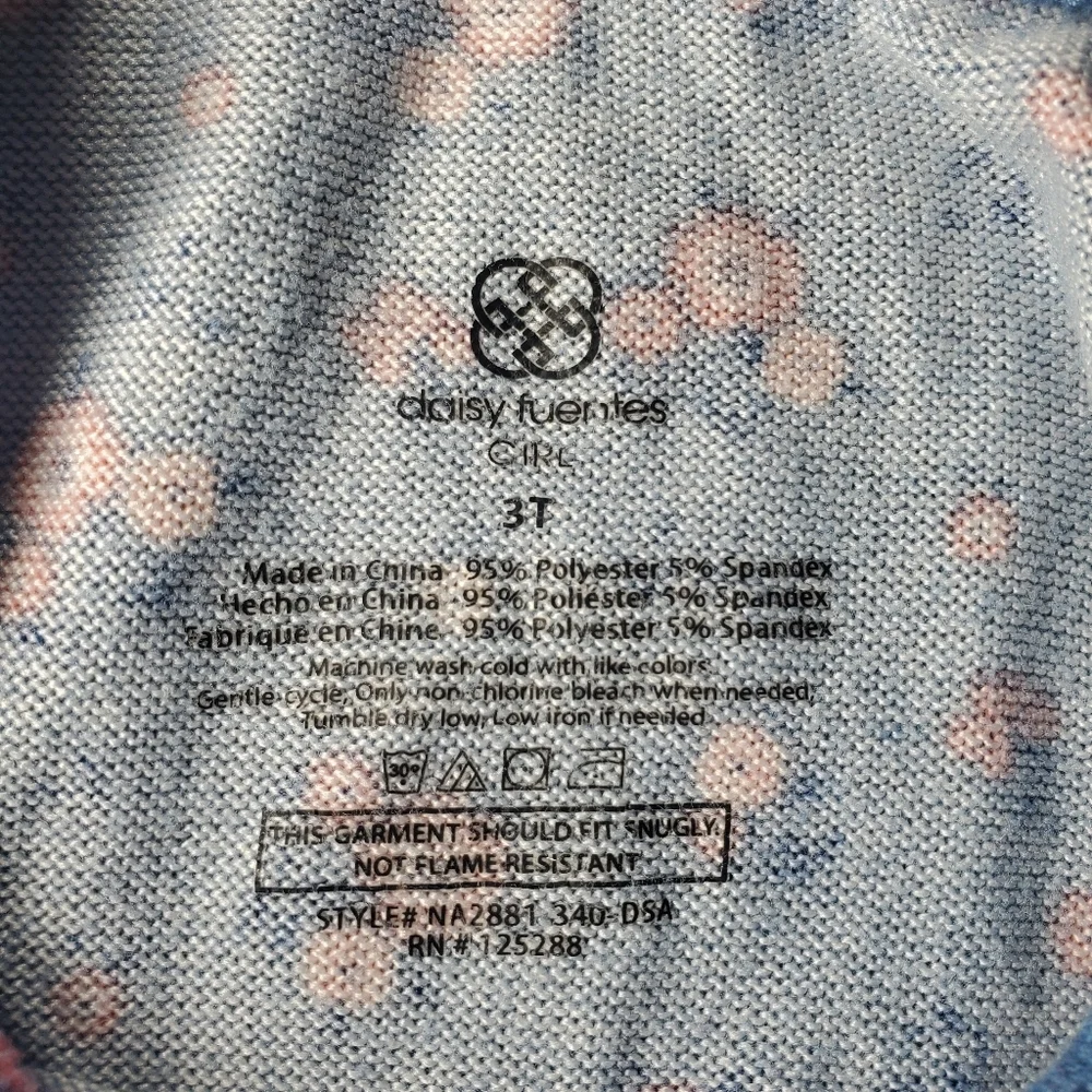 Daisy Fuentes Blue & Pink Floral Matching Pajama PJ Set Toddler Girl Size 3T EUC